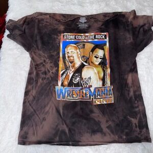 WWE Legends Stone Cold vs The Rock Wrestlemania X-Seven‎ Brown Tie Dye Tee
